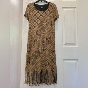 Gold Crochet Lace Dress by Helen Blake, Size M